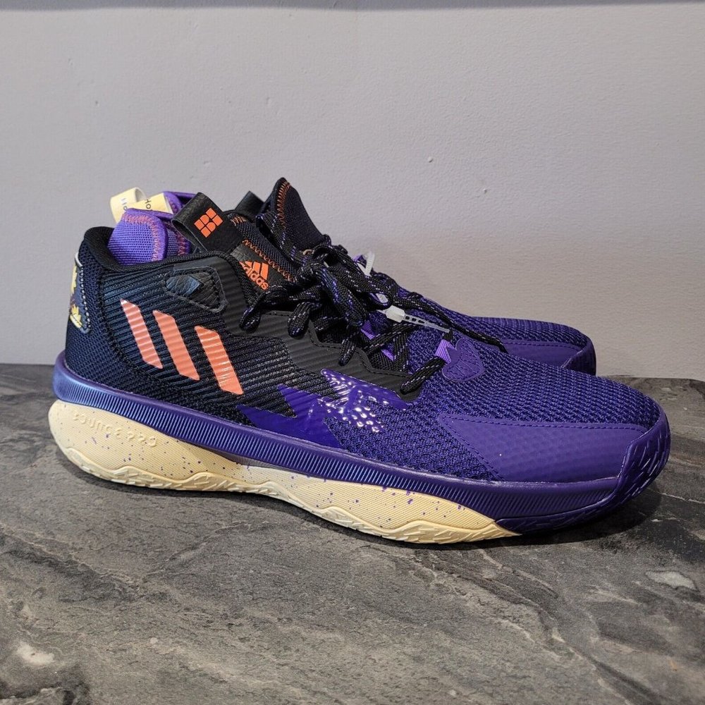 New w/Box Adidas Dame 8 Honoring Black Excellence Mens Shoes Size 10 Purple/Tan